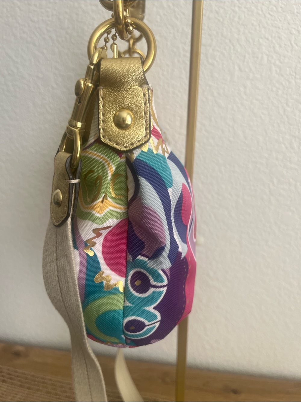 Rare Coach Poppy Pop C Graffiti shoulder bag multi-colored gold - Picture 3 of 11